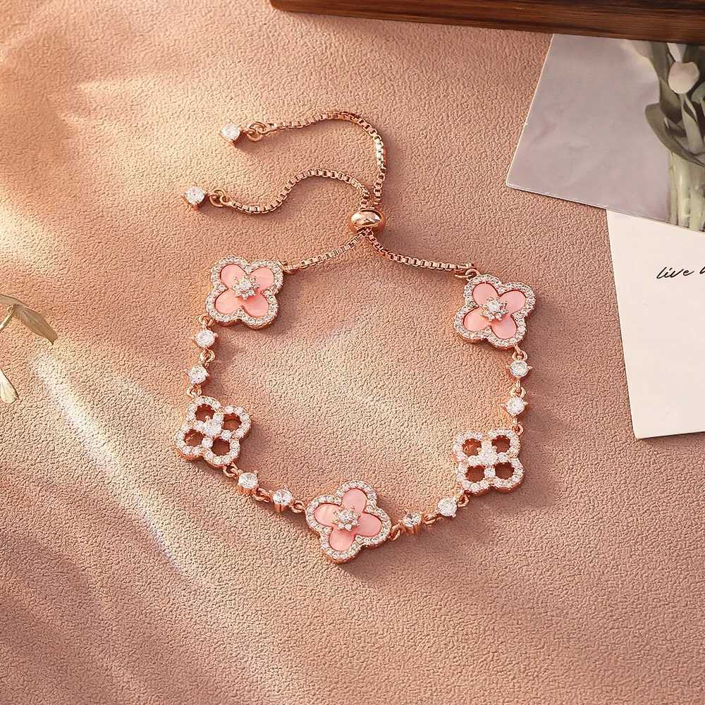 Fashion Zircon Shell Lucky Flower Earrings for Women Wedding Jewelry Accessories Gift 2025 H260321-image-1098477235