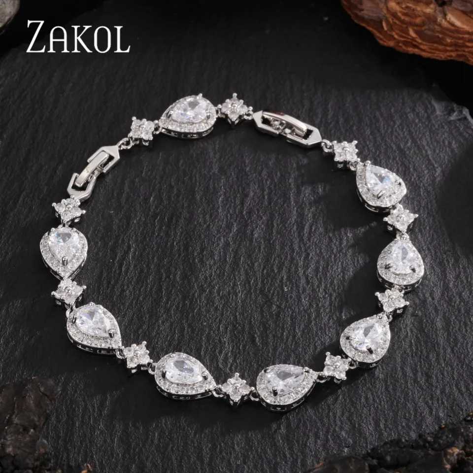 ZAKOL Wedding Bridal for Brides Bridesmaids Delicate Cubic Zirconia Classic Teardrop Tennis Women Jewelry H260321-image-1098478289