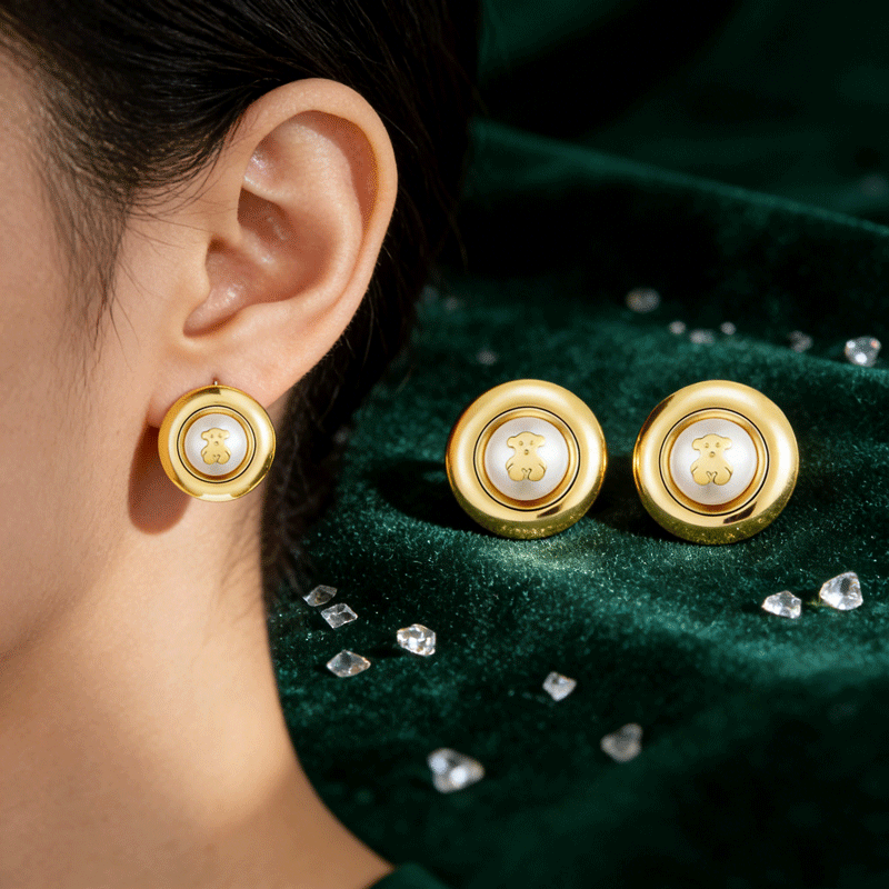 Pearl Embellished Silver Bear Stud Earrings Feminine Cute Animal Design Fashion Jewelry For Women Wedding Bridal Party Daily Wear