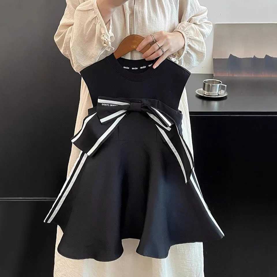 RAISE Bébé Fille Arc Gilet Robe Rayé Infantile Enfant En Bas Âge Enfants Fille Sans Manches Robe D'été Vintage 1-8 Ans enfant Fille Ruché DressT2