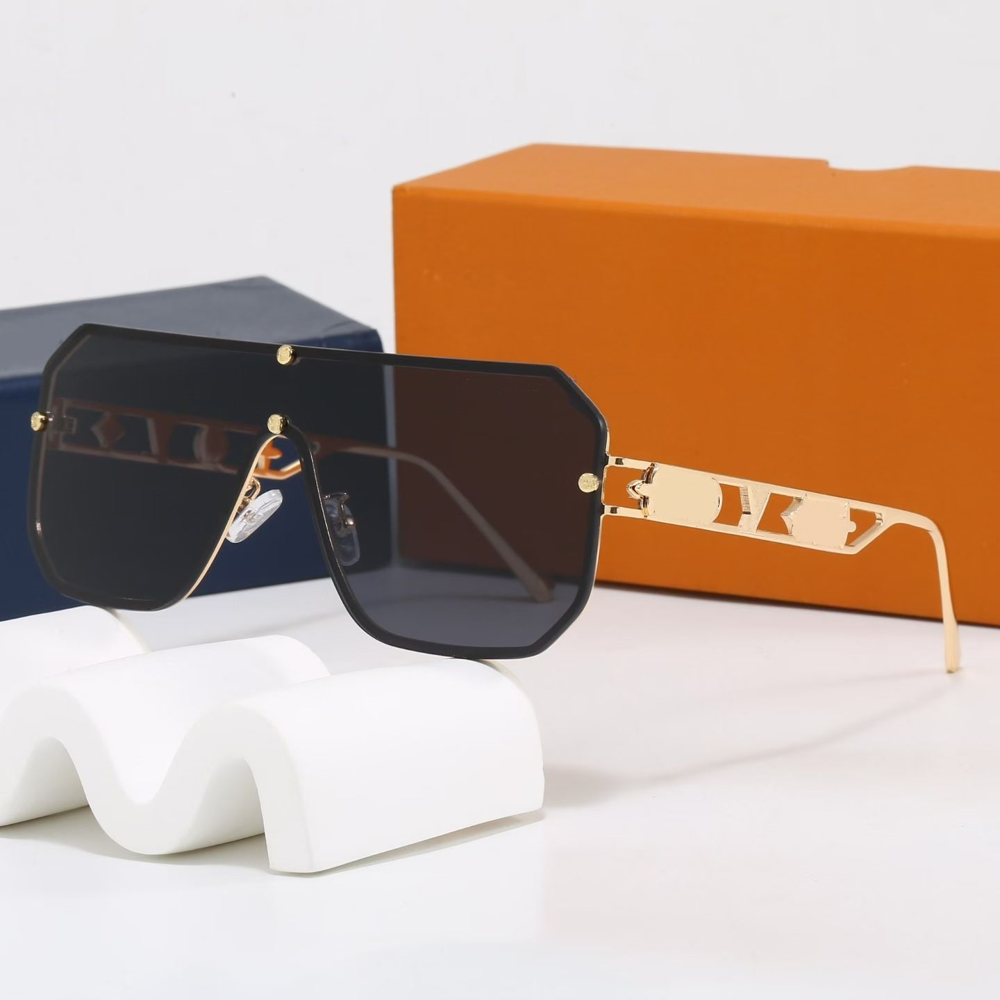 Luxury Brand Design Sunglasses Men Women Retro Vintage Driving Rimless Oversized Sun Glasses UV400 Gradient Shades Oculos De Sol