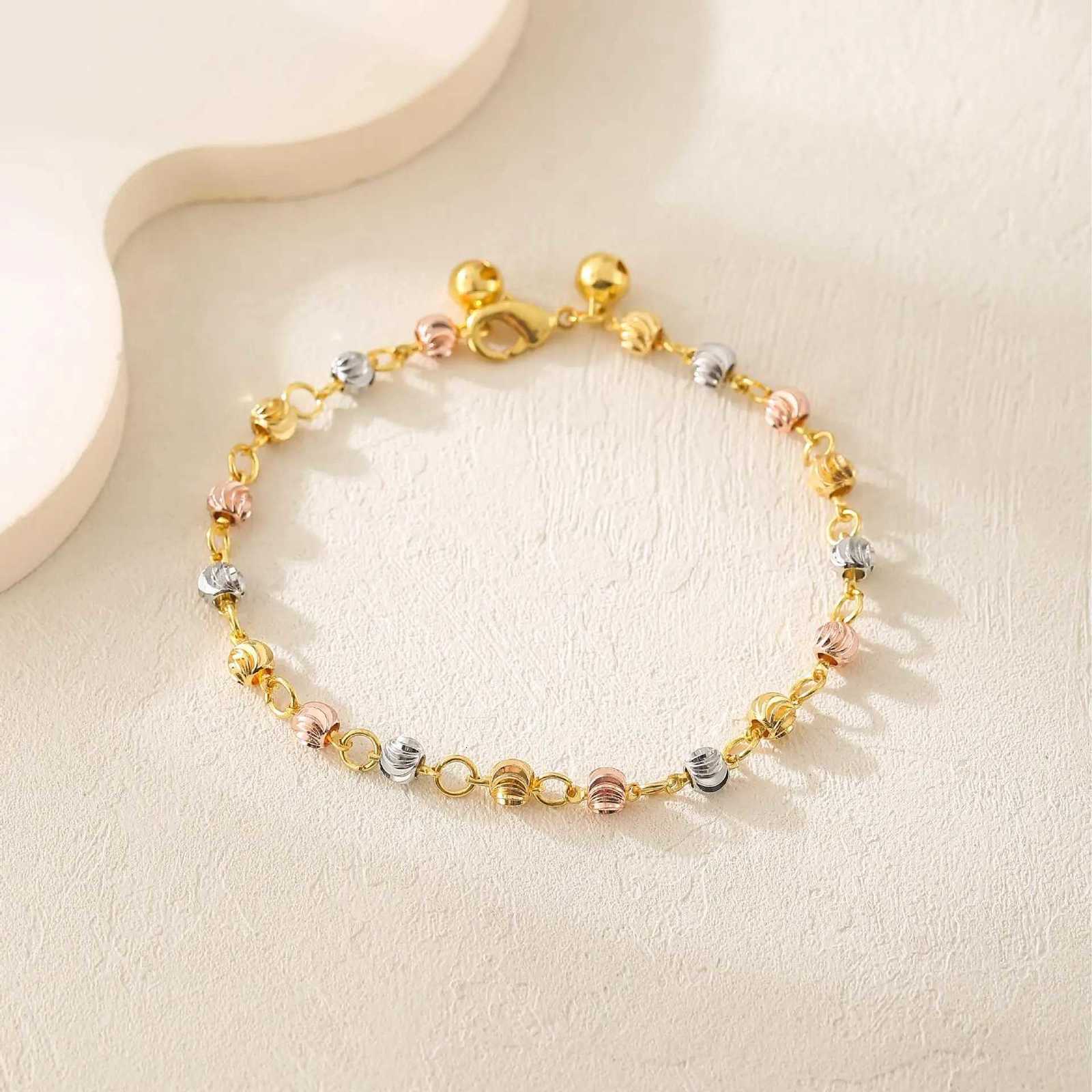 Chaîne à maillons réglable en perles texturées Triple couleur pour femmes et filles, bijoux à la mode, cadeau d'anniversaire et de noël H260321