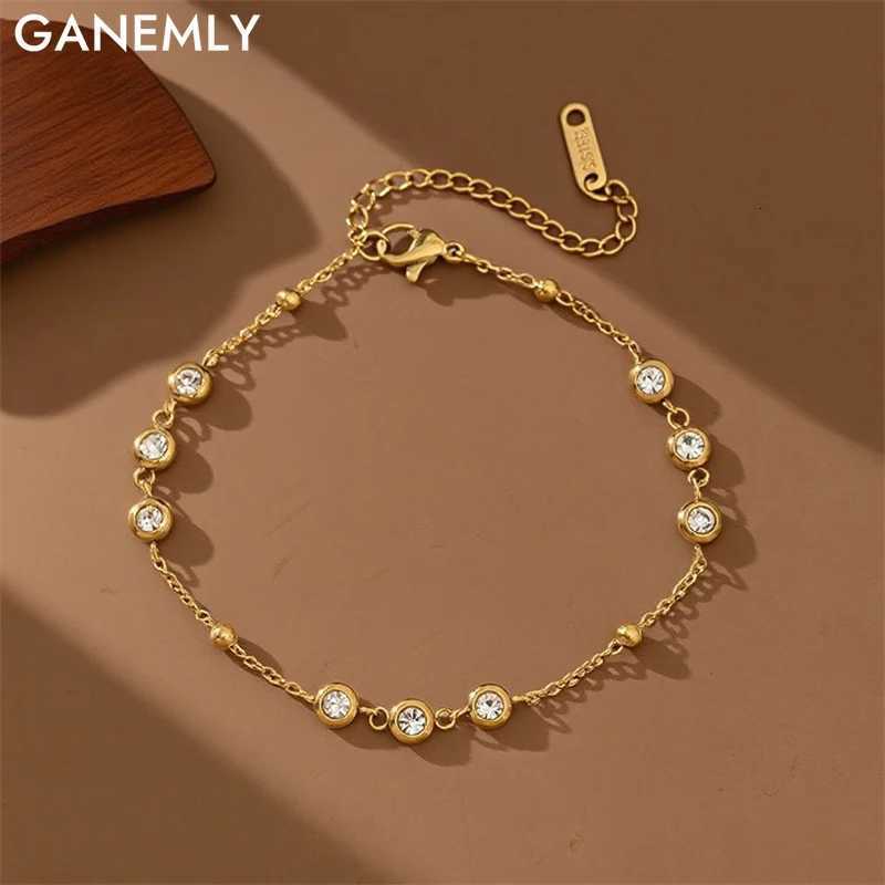GANEMLY 316L Stainless Steel Round Sparkling Zirconia For Women Fashion Fine Wrist Chain Waterproof Jewelry Lady Gift H260321-image-1098478510