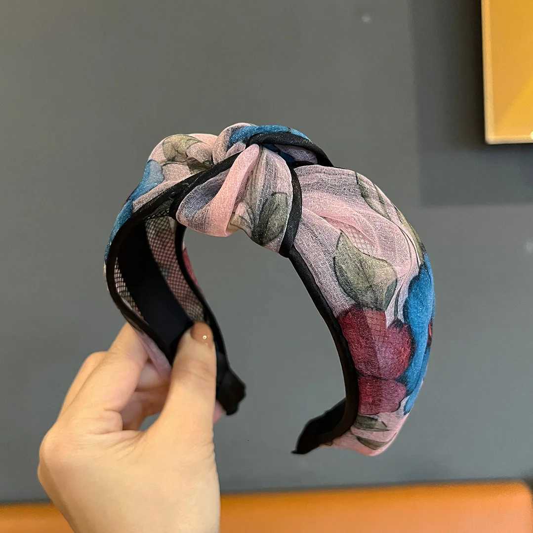 Korean Mesh Headband Sweet Fashion Out Pressure Hairpin Everything Simple Cross Hair Bands for Women Hair Accessories H260321-image-1098448852