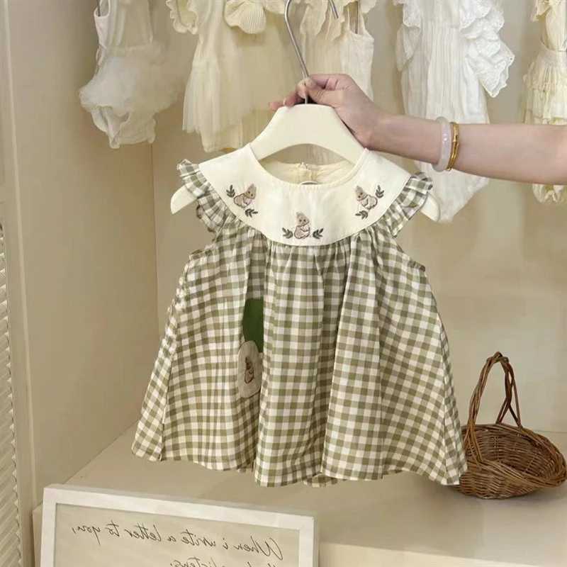 2024 New Baby Girl Checkered Dress Summer Korean Style Cotton Princess Outfit Casual Party WearT260319-image-1098409520