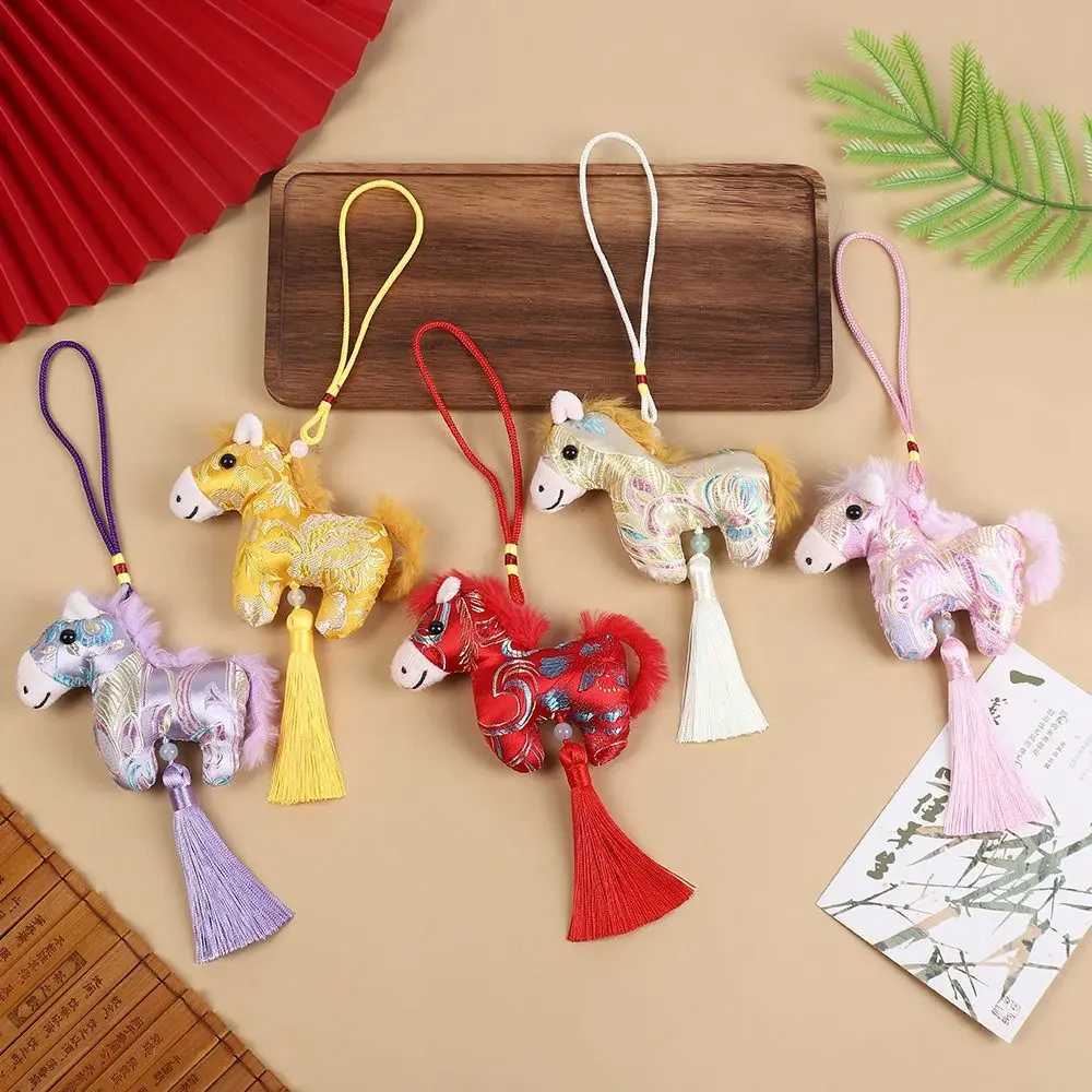 Chinese Style Pony Embroidered Pendant Spring Festival Tassel New Year Horse Pendant Satin Funny Car Hanging OrnamentsT260321-image-1098424602
