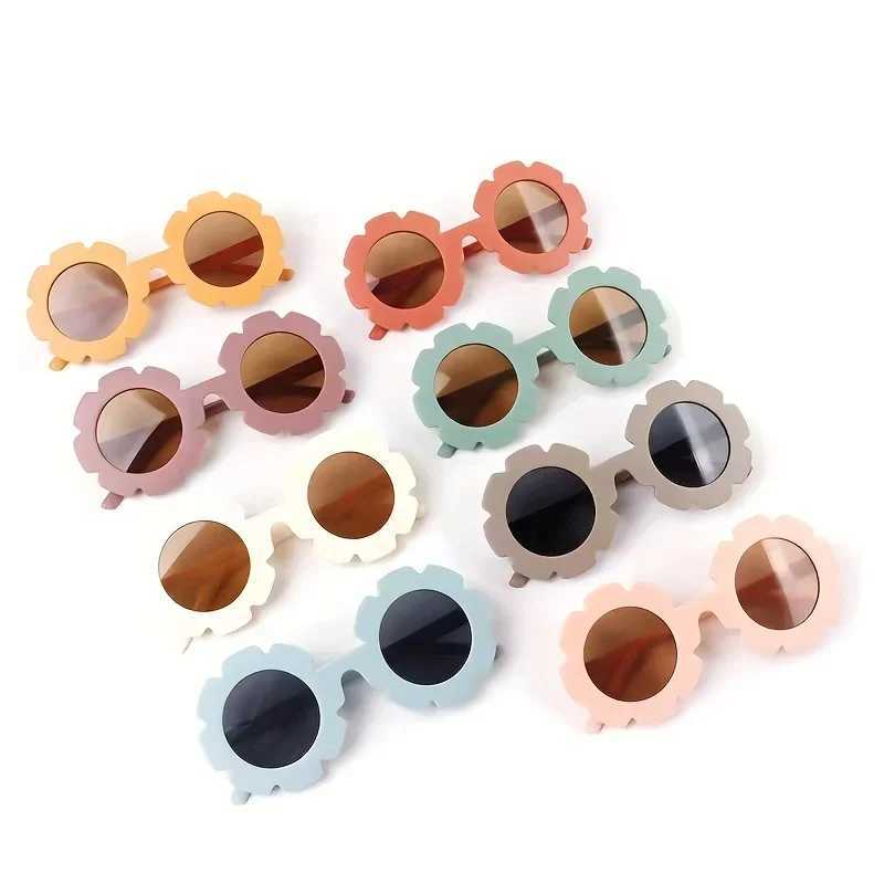 Frais Mignon Doux À La Mode Fleur Ronde Lunettes De Soleil De Mode Garçons Filles Sports De Plein Air Vacances Voyage Fourniture Photo Prop Lunet