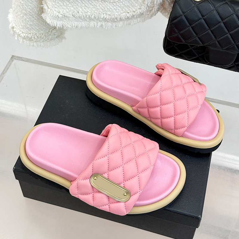 Chaussures roses pour femmes, livraison gratuite, sandales à pain, pantoufles matelassées classiques, semelle épaisse, diapositives décontractées