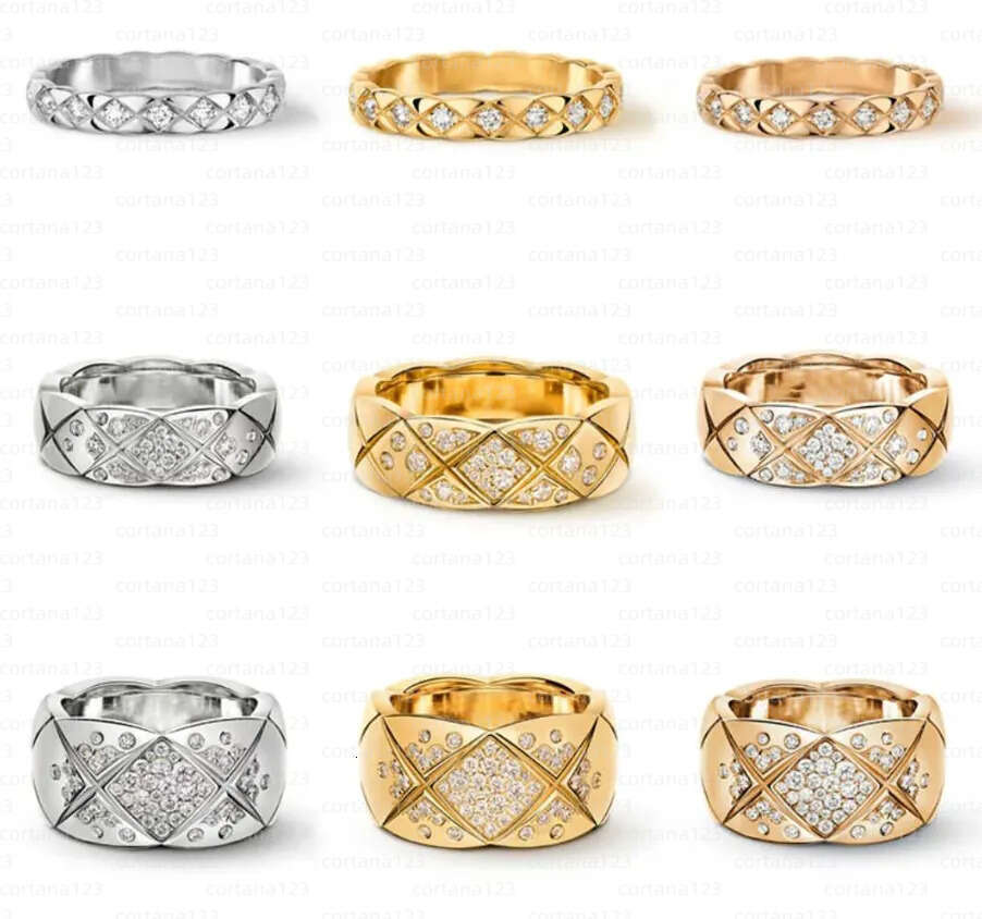 Designer Ring Women 18K Gold Plated Rhomboid Diamond Ring High Quality Fashion Letter Man Rings Luxury Jewelry Gift
