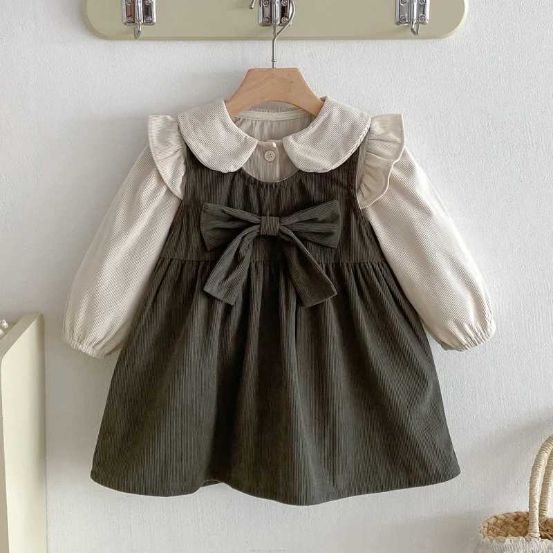 ChildrenS Corduroy Vest Dress 2025 Korean Fashion Kids GirlS Solid Suspender Dresses Sweet Ruffle Blouses Baby Autumn ClothesT260319-image-1098410532
