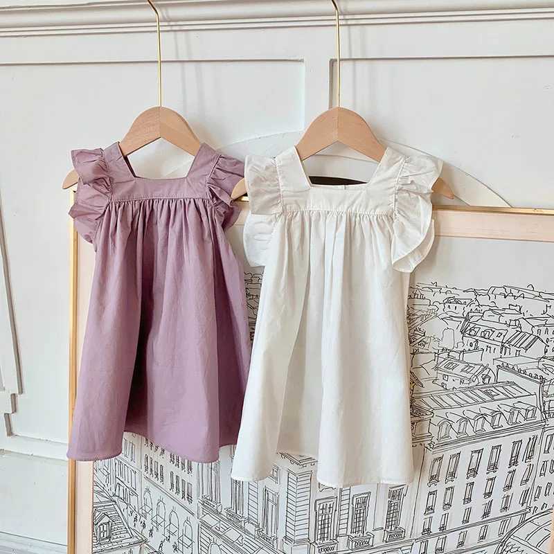 MILANCEL – robes d'été pour filles, manches évasées, ligne a, T-shirt Simple à col carré, pour enfants de 2 à 7 ans, YT260319, 2024