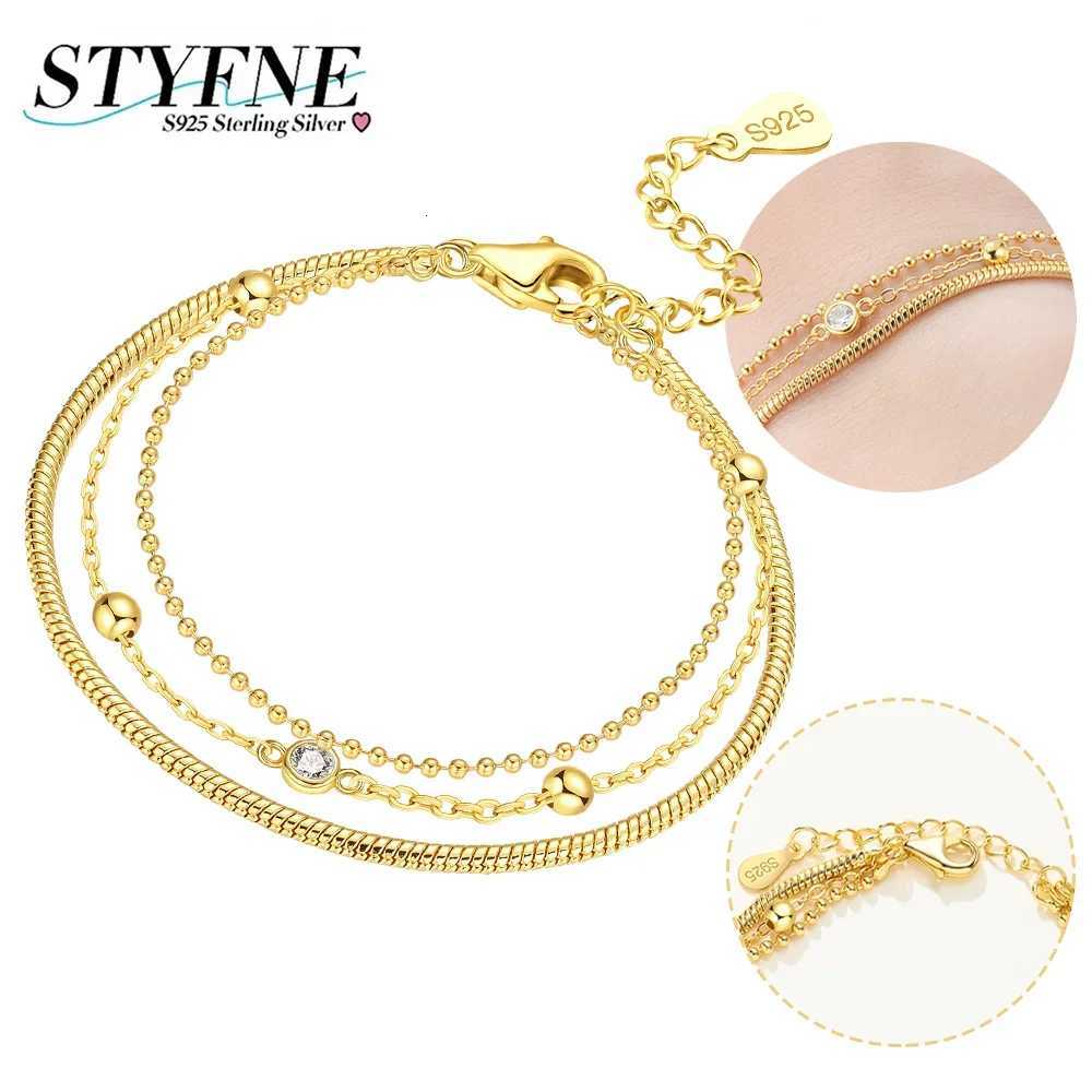 925 Silver Three-layer Golden Adjustable Chain Link Classic Joker Jewelry Birthday Gifts for Women H260321-image-1098478256