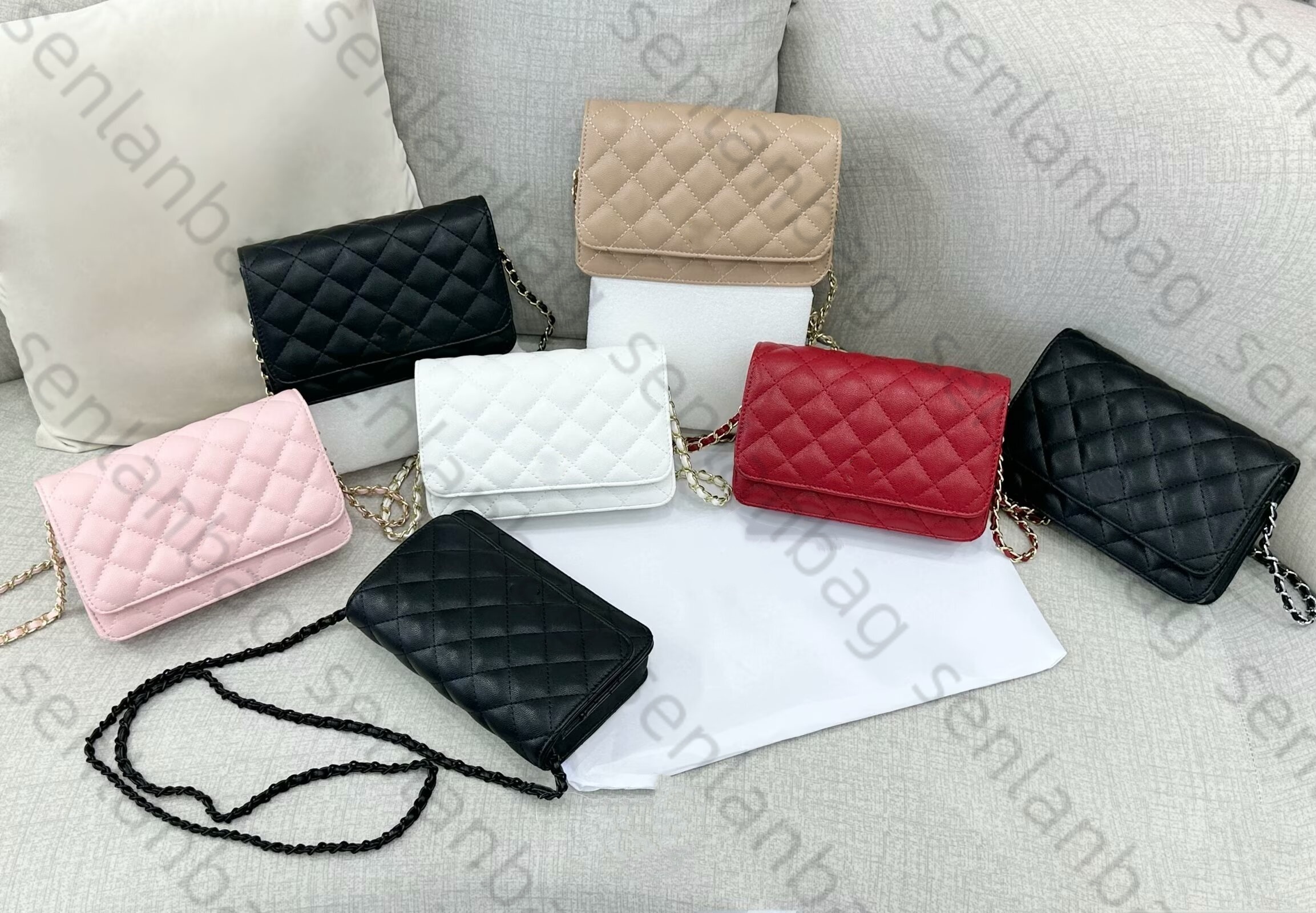 Luxury designer women's shoulder bag, mini clamshell checkered style, classic caviar pattern coin purse, high-quality exquisite packaging