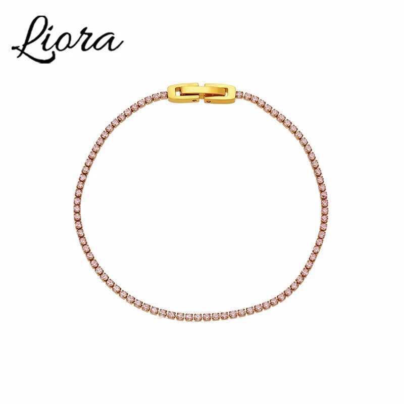 Liora Luxury Stainless Steel Full Multi-Color Zircon Tennis For Women Charm Wedding Engagement Thin Chain Wrist Jewelry H260321-image-1098478926