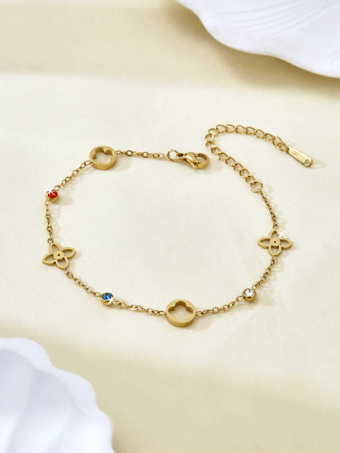 Trendy Personalised Light Luxury Ins Style Stainless Steel 18K Gold Plated Coloured Diamond Flower For Women H260321-image-1098476922