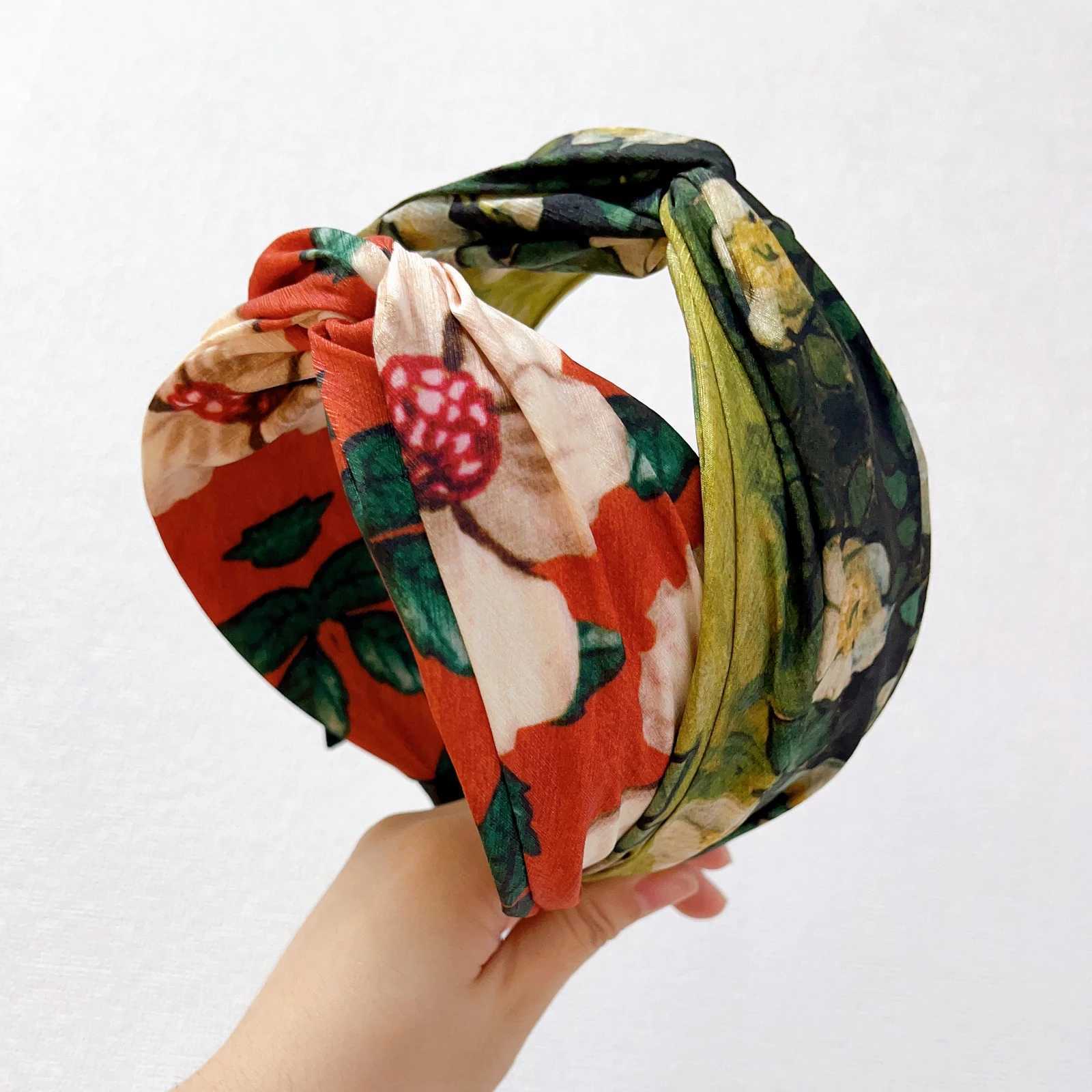 New Fashion Hairband For Women Wide Side Cross Knot Turban Fresh Floral Headband Spring Travel Hair Accessories H260321-image-1098448546
