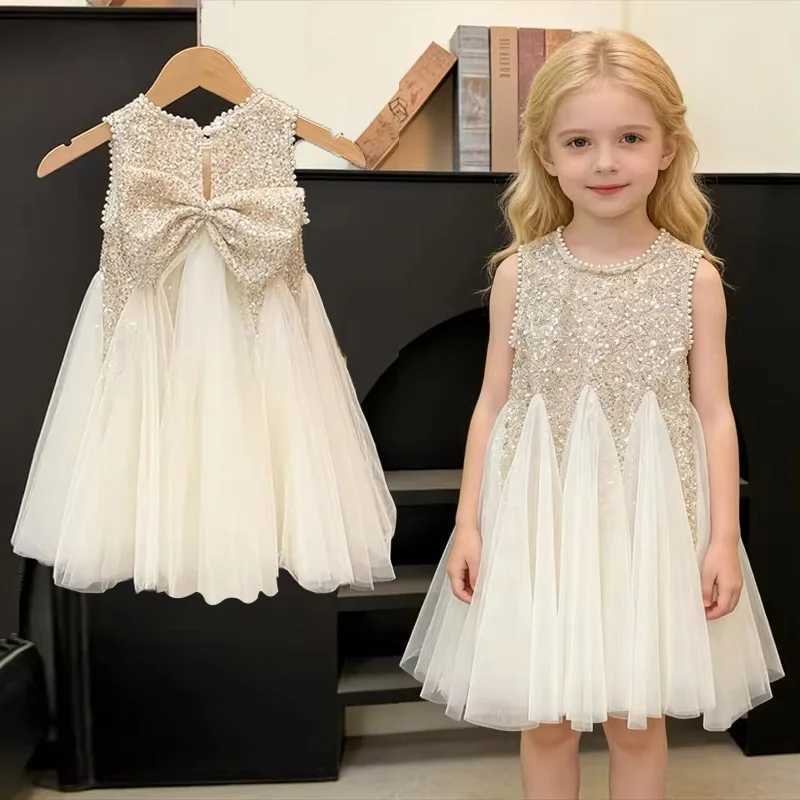 Summer Girls Tulle Dress Princess Sequined Puff Mesh Gown Kids Birthday Party Vestidos Children Casual Fashion Clothes 2-10YT260319-image-1098408640