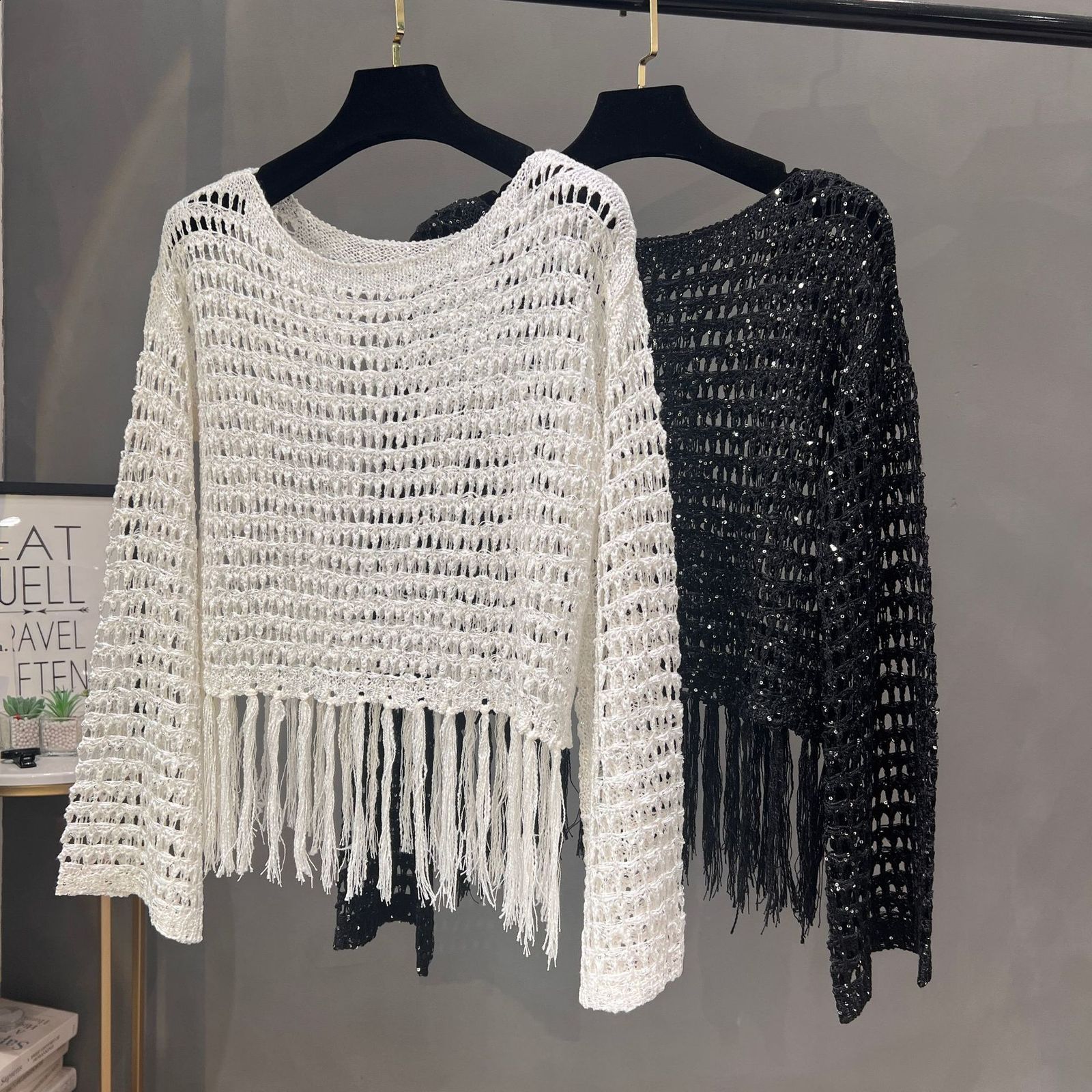 Cardigan tricoté de protection solaire ajouré de style décontracté pour les femmes version coréenne d'été avec des glands veste supérieure à la m