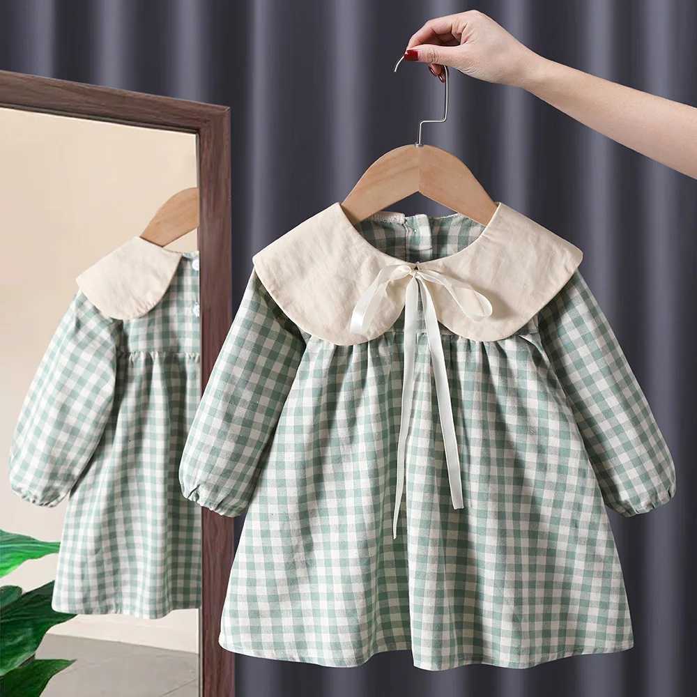 Girls Sweet Princess Dress Children Spring Autumn Baby Infants Bow Plaided Patchwork Party Dresses Vestidos KidsT260319-image-1098408491