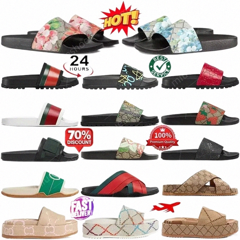 with box Designer slippers fashion slipper Men Women Sandals slider embroidered canvas Flat Mules Platform Linen High Heel Sandal platform Shoe P1zY