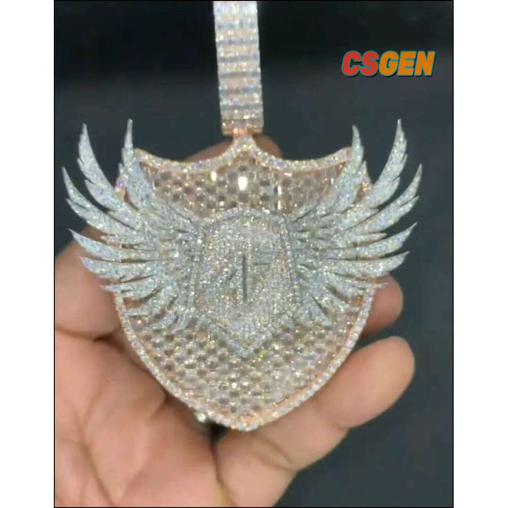 Pass Diamond Test Hip Hop Iced 925 Sterling Silver VVS Moissanite Pendant Custom Unisex GRA Certified Charms Rhodium Gold Plated