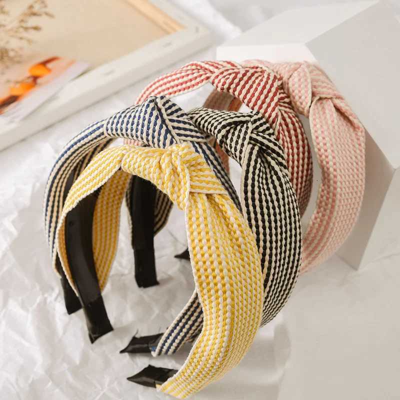 Vintage Striped Ribbon Knot Toothed Headbands for Women Girls Daily Shopping Party Headpiece Fashion Hair Hoop Accessories H260321-image-1098450771