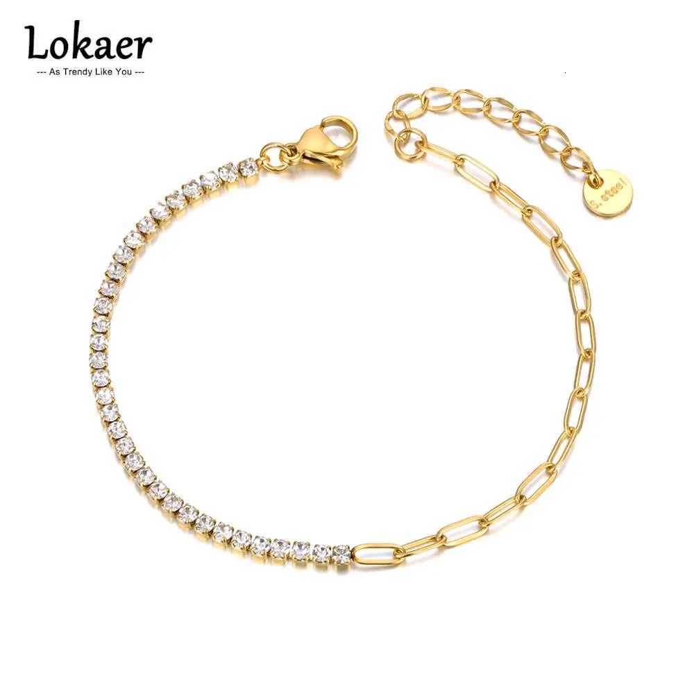 Lokaer Sparkling CZ Crystal Charm For Women Girls Stainless Steel Link Chain Bohemia Beach Jewelry B22109 H260321-image-1098477498