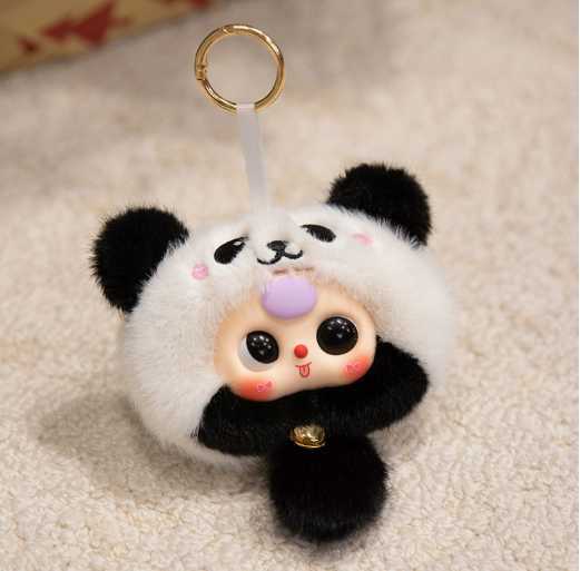 Adorable chibi vinyl figurine with a small face, plush toy doll, cartoon bag charm, and keychain toy C251024-image-1081521629