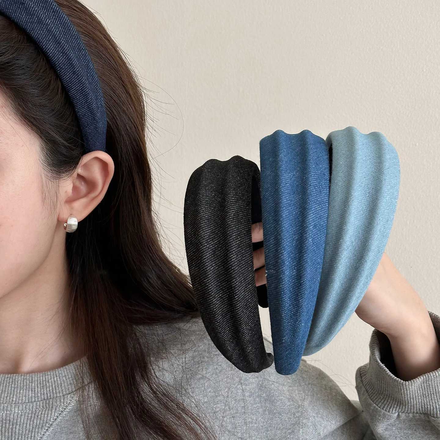 New Denim Blue Wide Headbands Hairbands Women Girls Simple Thick Hair Hoops Hair Bands Hair Bezels Hair Accessories Fashion H260321-image-1098450947