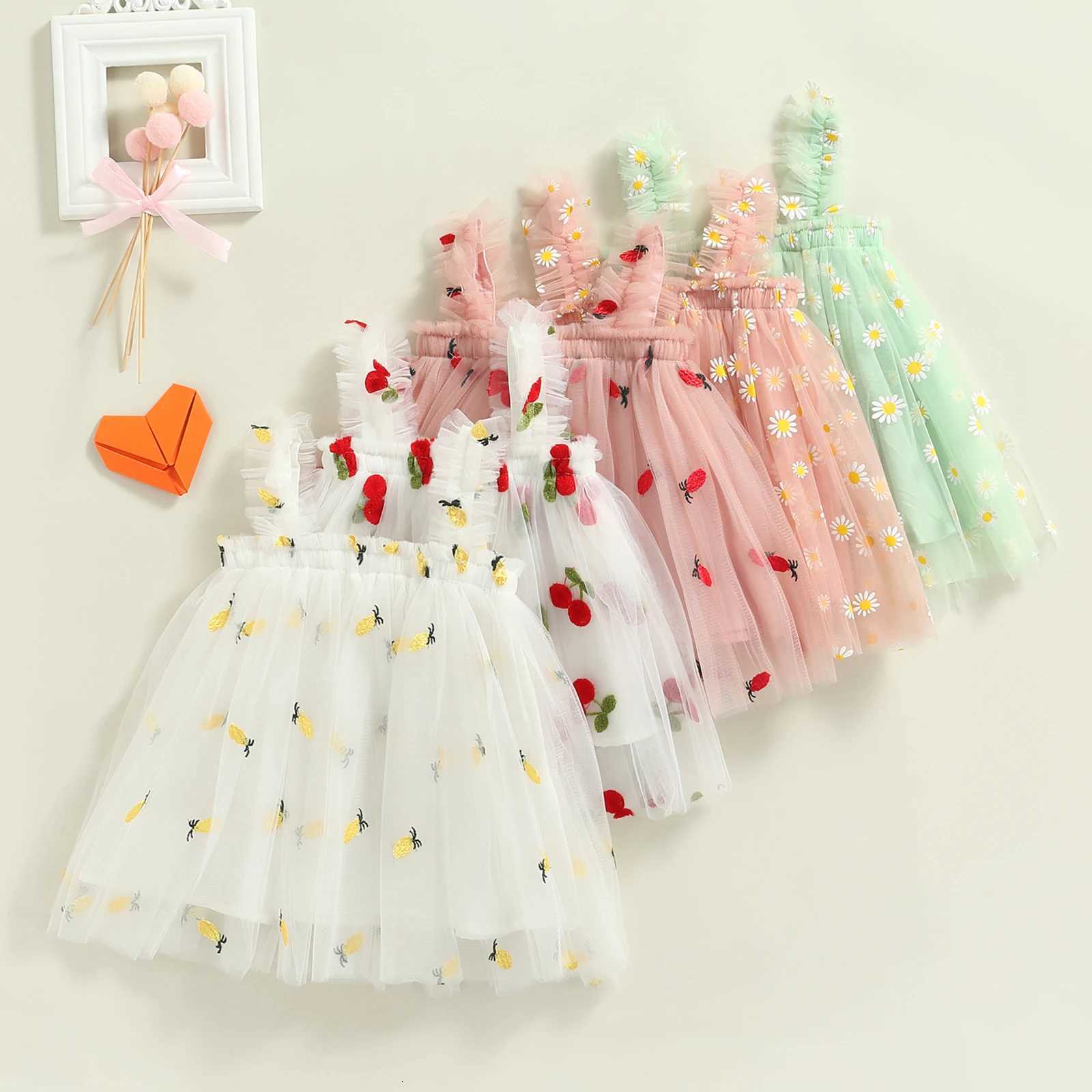 Toddler Kids Girls Princess Dress Daisy/Fruit Embroidery Sleeveless Sling Dress Summer Casual Mesh Tulle Fluffy DressT260319-image-1098407220