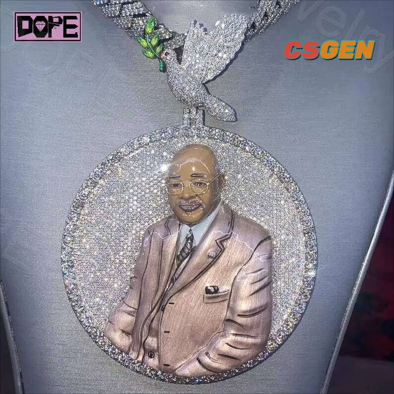 Custom 925 Sterling Silver Iced Out Memory 3D Enamel Hiphop VVS Moissanite Pendant