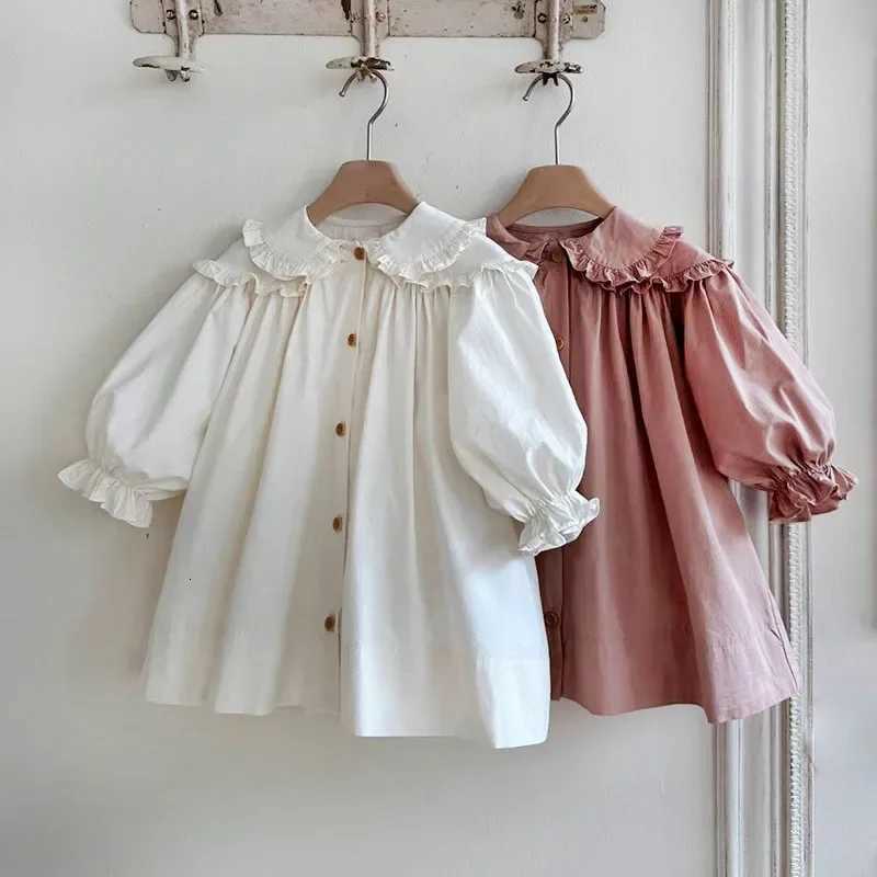 2026 Spring New Children Long Sleeve Casual Dress Cotton Girls Cute Loose Puff Sleeve Dress Toddler Cardigan Dress Kids ClothesT260319-image-1098406590