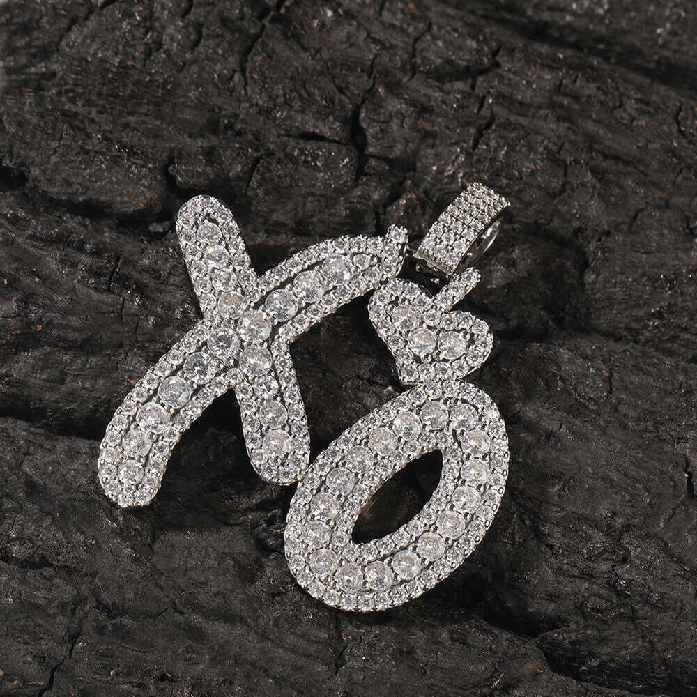 Hip Hop Ice with VVS moissanite Vintage Cute New Heart XO Letter Pendant Unisex Personality Trend Couple Moissanite Necklace Wholesale