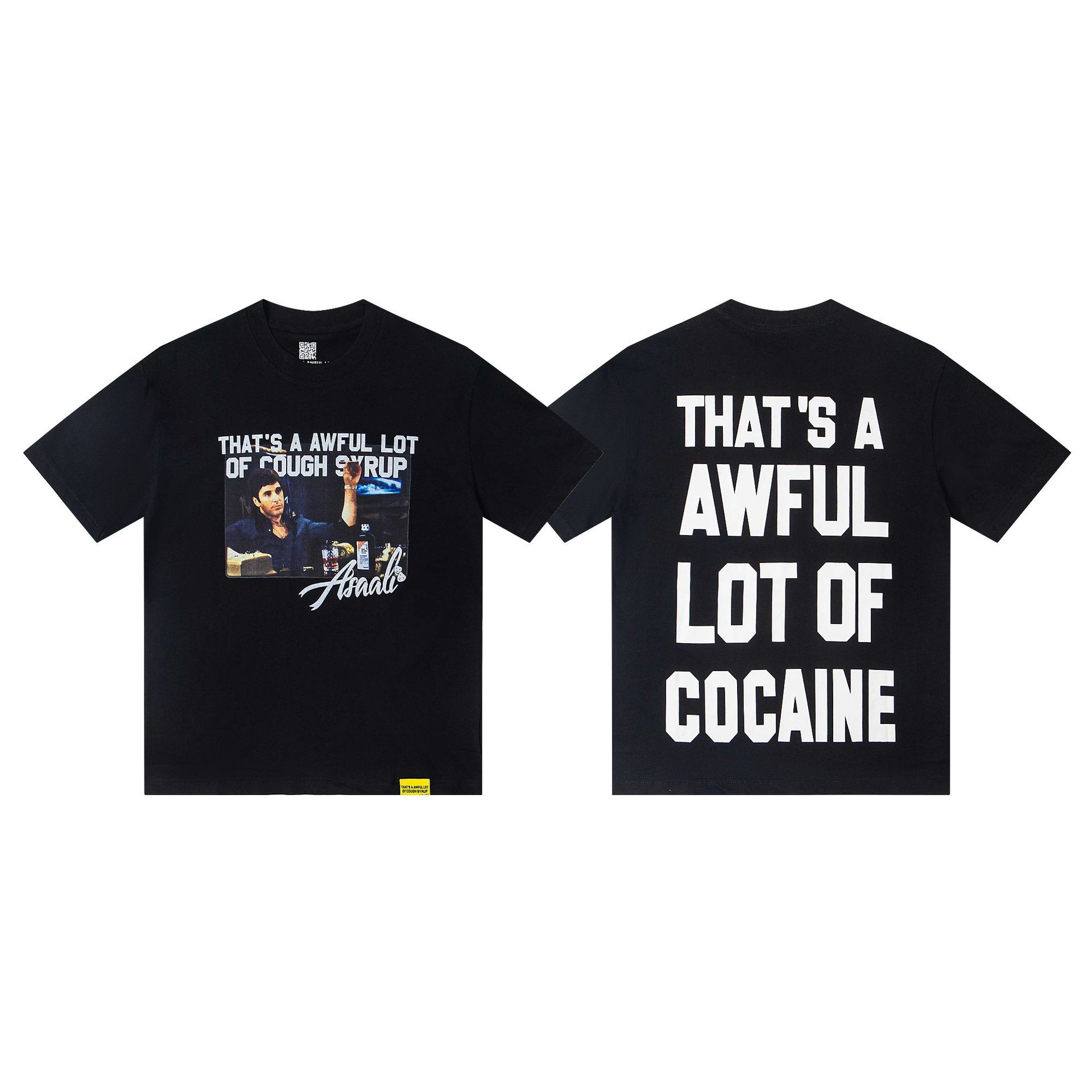 Trendy big-name casual fashion short-sleeved COUGH SYRUP American simple T-shirt casual loose short-sleeved summer men's and women's sa-image-1098542585