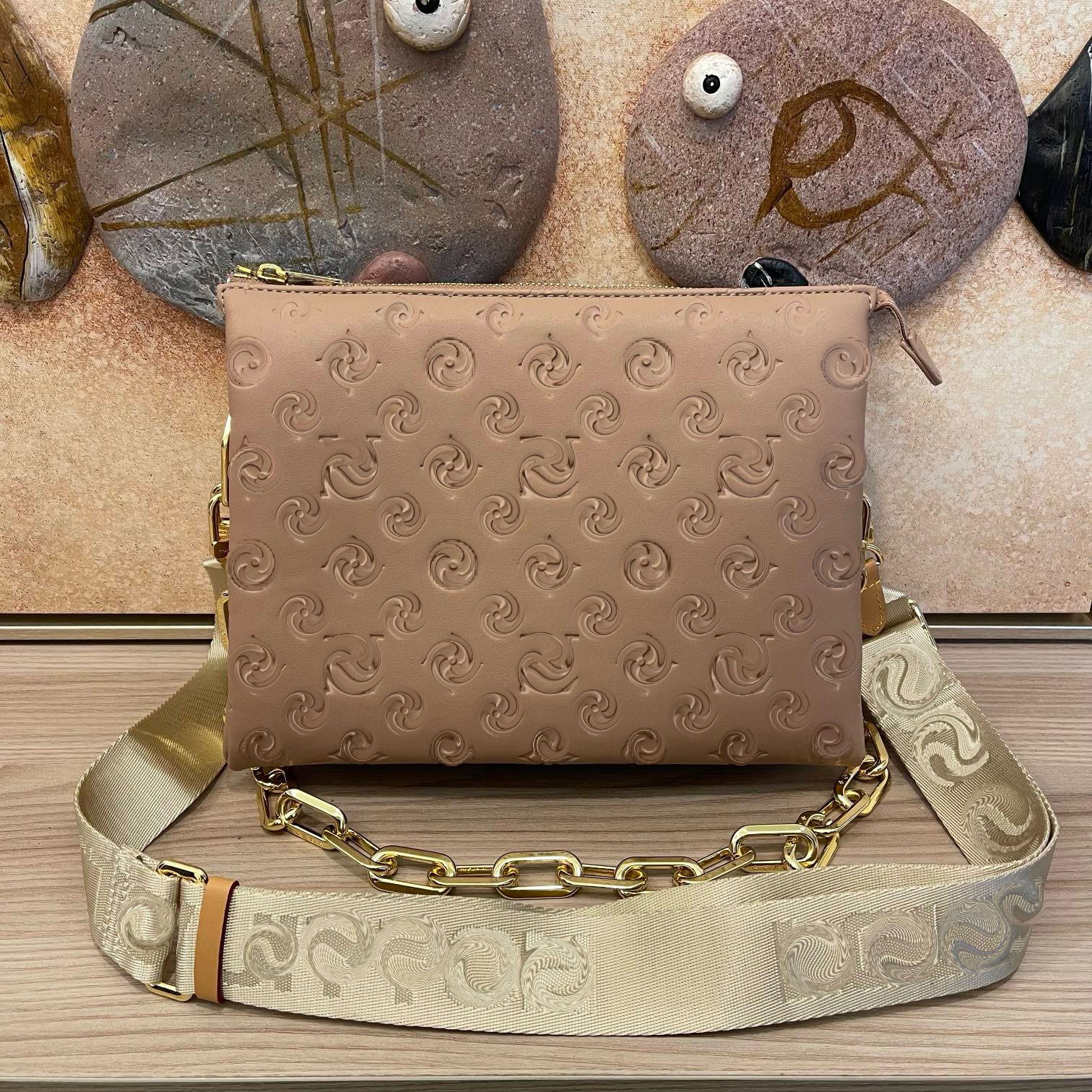 free shipping Crossbody Bag Chain Shoulder Women Genuine Leather Handbag Purse Coussin Pouch Wide Straps Eming Fashion Letters High M57790-image-913745478