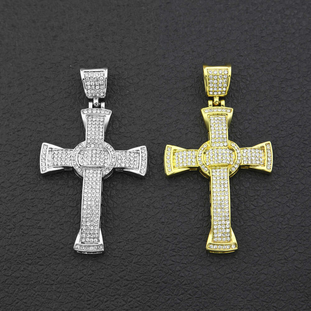 Classic Style Diamond-Studded Cross Pure silver Men's Hip Hop Ice with VVS moissanite Rap Necklace Hiphop Pendant