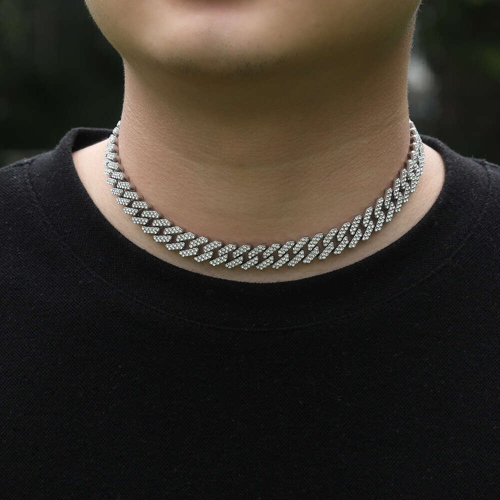 Hip-Hop Ice with VVS moissanite Vintage Cute Simple Inlaid Diamond Bar Pure silver Cuban Necklace for Men High-End Versatile Niche Personality Jewel