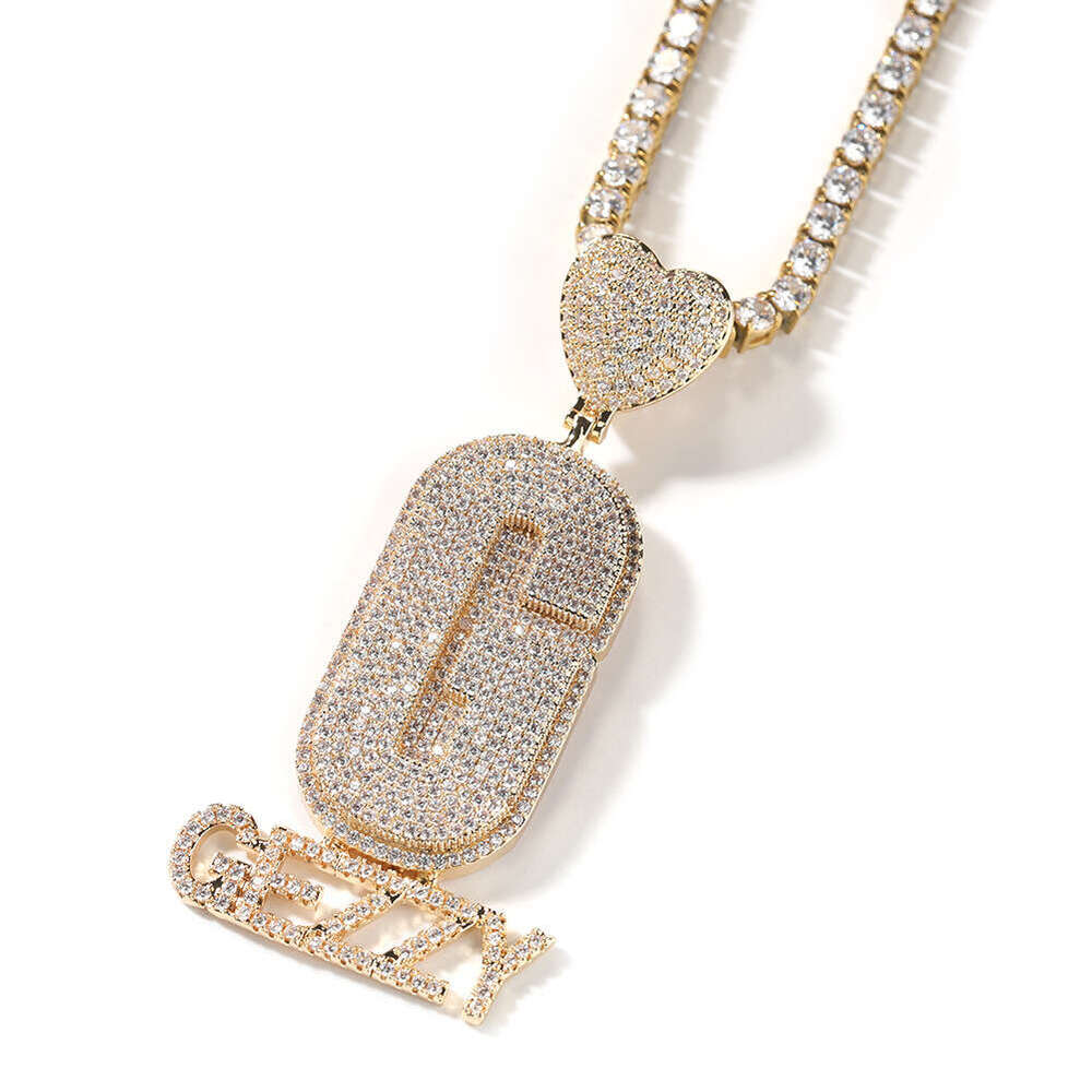 Personalized Custom Heart Buckle Letter Necklace Hip Hop Ice with VVS moissanite Micro Pave Moissanite Trendy Men's Street Style Rap Accessorie