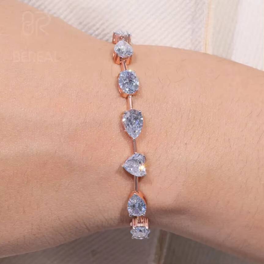IGI Certified Multi Shape Vvs Lab Grown Diamond Tennis Bracelet Custom 925 Silver CVD HPHT Created Diamond Tennis Chain Jewelry