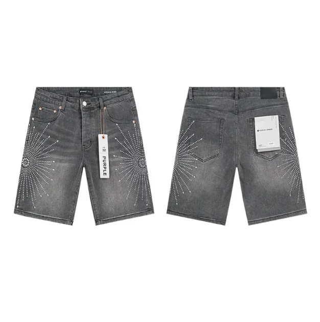 Designer Purples Jeans New Style High Quality Washed Denim Trousers Mens Jorts Hip Hop Ripped Casual Purple Shorts Knee Length Jean Summer 126