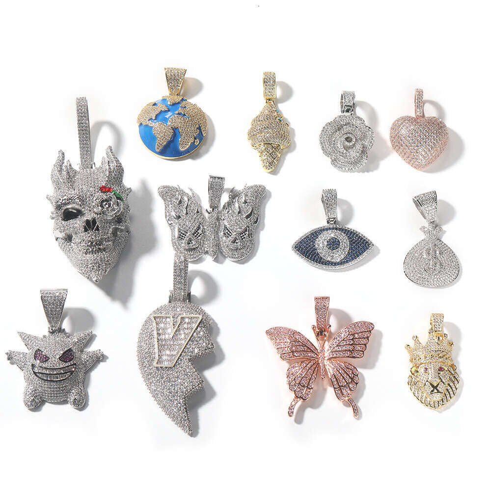 Vintage Charm Hip-Hop Ice with VVS moissanite Pendant Pure silver Moissanite Little Gengar Butterfly Earth Simple Trendy Cool Necklace Men's Pe