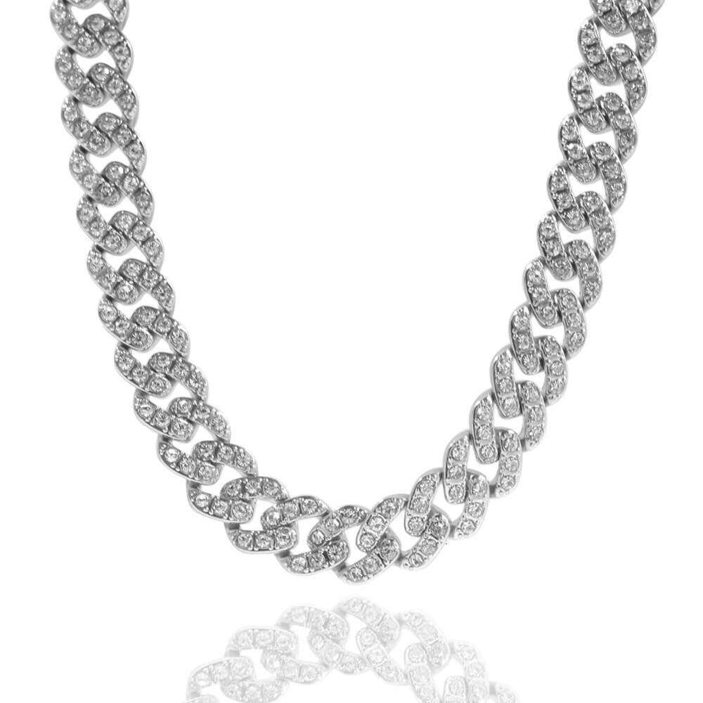 Hip Hop Ice with VVS moissanite 9mm Pure silver Moissanite Cuban Chain Trendy Personality Full Diamond Gold Plated Sweater Necklace New Arrival