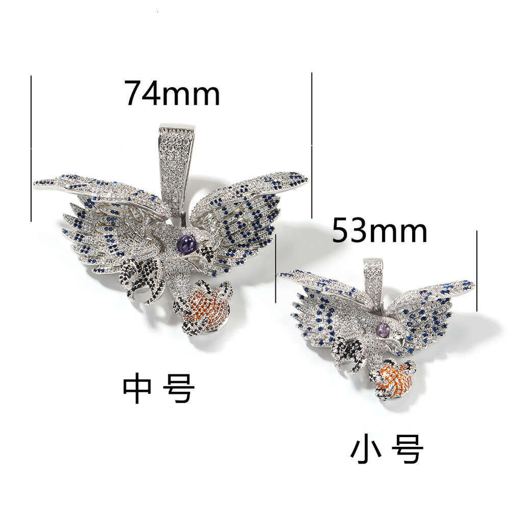 Hip-Hop Ice with VVS moissanite Retro New Rap JinJiBeWater Falcon Same Style Pure silver Inlaid Moissanite Exquisite Pendant Accessories Wholesale