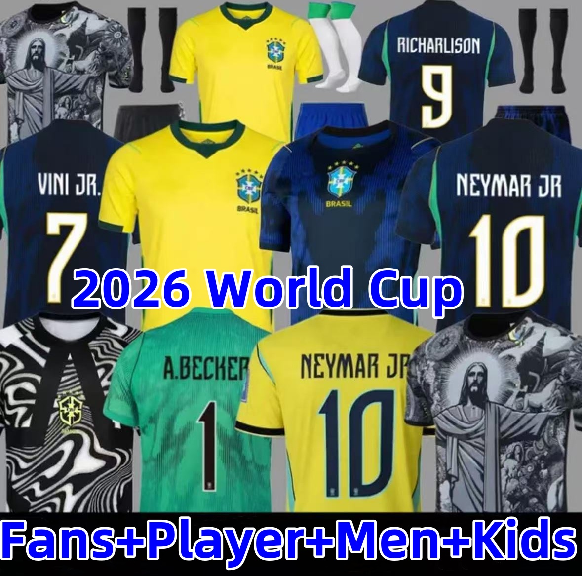 2026 World Cup bRAZILS soccer jerseys Camiseta de futbol NEYMAR VINI JR PAQUETA RAPHINHA JESUS RICHARLISON 26 27 Brazil National Team Football Sh-image-973479917