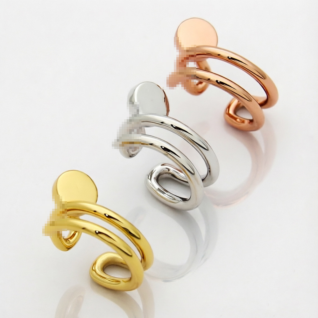 Euro-American Hip-Hop Double-Hoop Spike Clip-On Earrings Unisex Geometric Stud Design Premium Luxury Streetwear Jewelry Pain-Free Fashion Statement