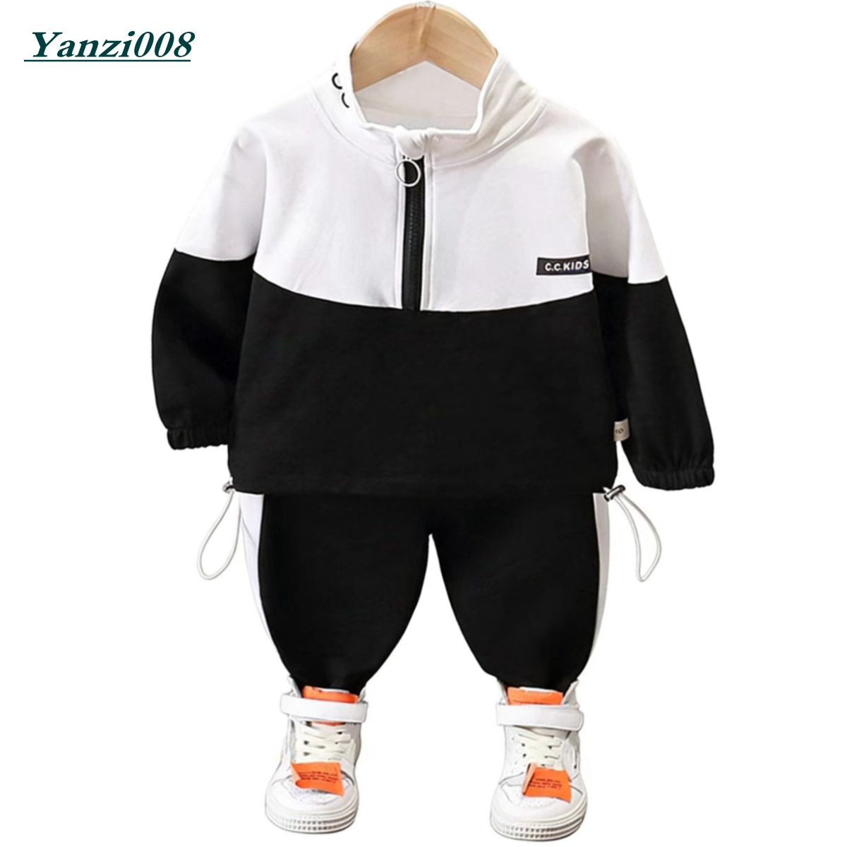 Spring Autumn New Kids Designer Clothes Boys Sets Childrens Sportswear Baby Boys Girls 1-5 Years Fashion Letter Long Sleeve Jackets and Pants 2Pc-image-1093994925