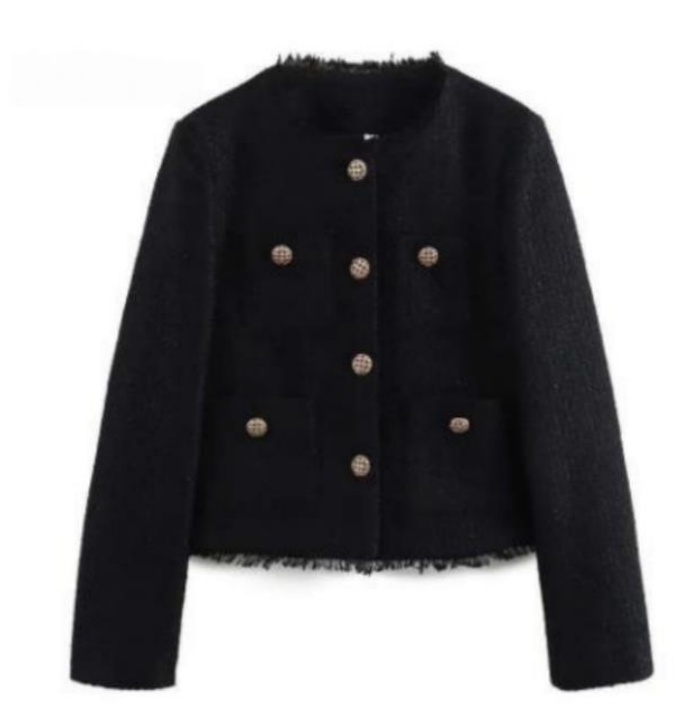 Fashion luxury Women's Jackets Designer Tweed Coat Women O-neck Single-breasted Tassel Slim Plaid Tweed Jacket Outwear