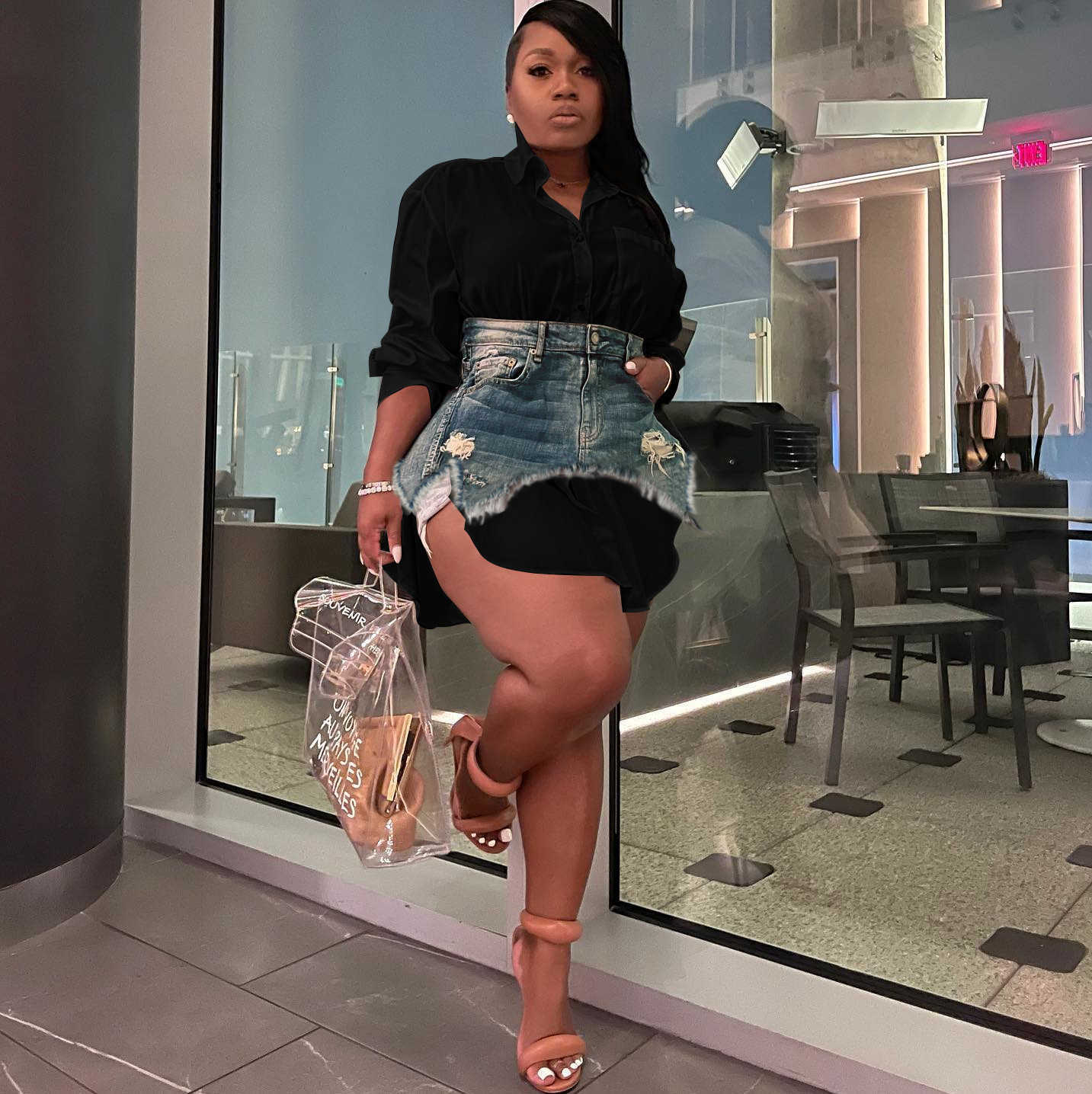 Denim Dress Women Designer Clothes New Fashion Patchwork Slim Cute Dresses For Woman Two Piece Suits