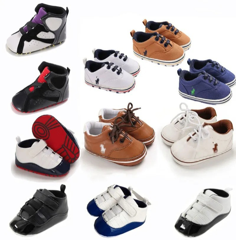 Kids Newborn First Walker shoes Baby Shoes Boy Girl Classical Sport Soft Sole PU Leather Casual Sneakers White Baptism Shoes 6