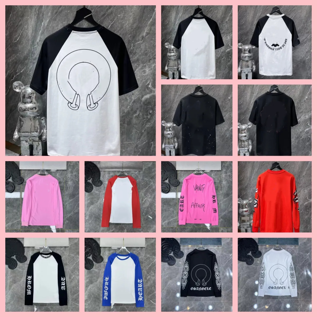 designer chrome T-shirts Trendy mens and womens T-shirts chrome printed T-shirts spring and summer stylish long-sleeved sweatshirts urban streetwear